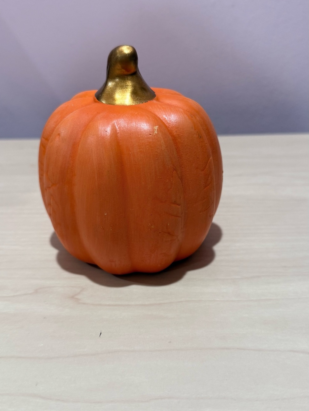 Decorative Orange Pumpkin Accent with Gold Stem - Home Accents